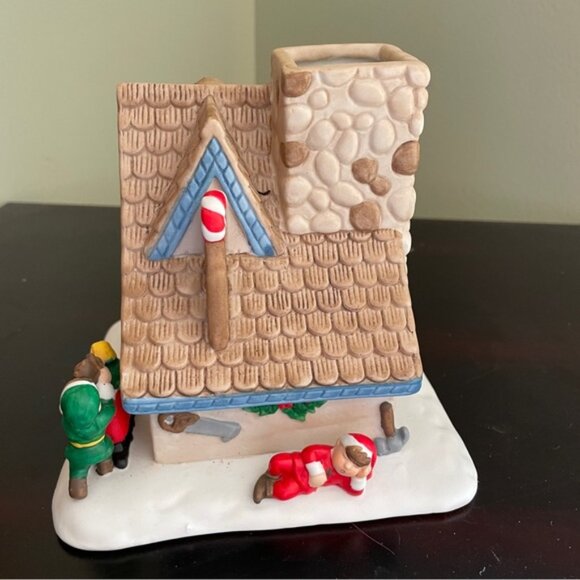 PartyLite Santa's Workshop Ceramic TeaLight Candle House Christmas Village Elves - Picture 3 of 11